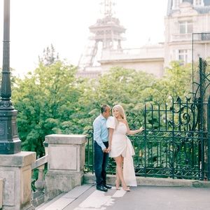 Sachin & Babi Dova Puffed One-Shoulder Bow Train Wrap Mini Dress